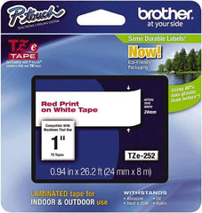 Brother - 7.8" Wide, Red on White Label Tape - For Label Maker - Apex Tool & Supply