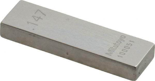 Mitutoyo - 0.147" Rectangular Steel Gage Block - Accuracy Grade AS-1, Includes Certificate of Inspection - Apex Tool & Supply