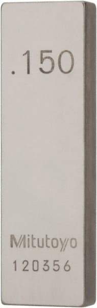 Mitutoyo - 0.15" Rectangular Steel Gage Block - Accuracy Grade AS-1, Includes Certificate of Inspection - Apex Tool & Supply