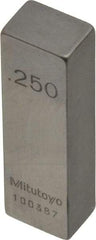 Mitutoyo - 0.25" Rectangular Steel Gage Block - Accuracy Grade AS-1, Includes Certificate of Inspection - Apex Tool & Supply