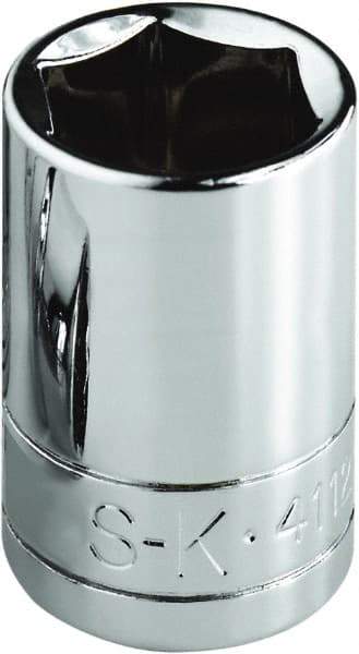 SK - 1-3/16", 1/2" Drive, Standard Hand Socket - 6 Points, Steel, Chrome Finish - Apex Tool & Supply