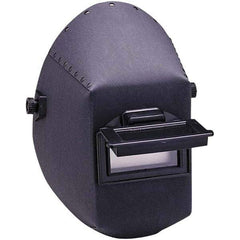 Jackson Safety - 4-1/4" Window Width x 2" Window Height, 10 Shade Fixed Shade Lens, Front Lift Welding Helmet - Black Vulcanized Fiber Green Lens - Apex Tool & Supply
