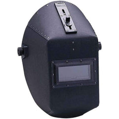 Jackson Safety - 4-1/4" Window Width x 2" Window Height, 10 Shade Fixed Shade Lens, Fixed Front Welding Helmet - Black Vulcanized Fiber Green Lens - Apex Tool & Supply