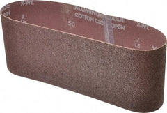Norton - 4" Wide x 24" OAL, 50 Grit, Aluminum Oxide Abrasive Belt - Aluminum Oxide, Coarse, Coated, X Weighted Cloth Backing, Series R228 - Apex Tool & Supply