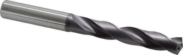 Kennametal - 7/16" 140° Solid Carbide Jobber Drill - TiAlN Finish, Right Hand Cut, Spiral Flute, Straight Shank, 4.6457" OAL, Standard Point - Apex Tool & Supply