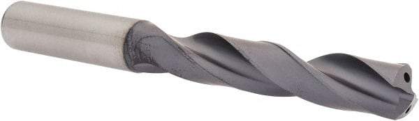 Kennametal - 33/64" 140° Solid Carbide Jobber Drill - TiAlN Finish, Right Hand Cut, Spiral Flute, Straight Shank, 4.8819" OAL, Standard Point - Apex Tool & Supply