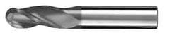 SGS - 27/64" Diam, 1" LOC, 3 Flute Solid Carbide Ball End Mill - AlTiN Finish, Single End, 2-3/4" OAL, 7/16" Shank Diam, Spiral Flute - Apex Tool & Supply