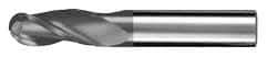SGS - 25/64" Diam, 1" LOC, 3 Flute Solid Carbide Ball End Mill - AlTiN Finish, Single End, 2-3/4" OAL, 7/16" Shank Diam, Spiral Flute - Apex Tool & Supply