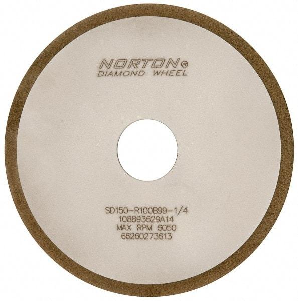 Norton - 6" Diam x 1-1/4" Hole x 1/8" Thick, 150 Grit Surface Grinding Wheel - Diamond, Type 1A1, Very Fine Grade, Resinoid Bond - Apex Tool & Supply