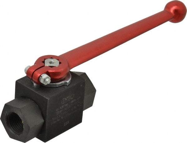 HYDAC - 1/2" Pipe, Carbon Steel Standard Ball Valve - 1 Piece, FNPT x FNPT Ends, Lever Handle, 5,800 WOG - Apex Tool & Supply