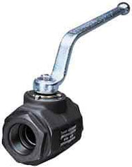 HYDAC - 1-1/4" Pipe, Carbon Steel Standard Ball Valve - 1 Piece, FNPT x FNPT Ends, Lever Handle, 5,000 WOG - Apex Tool & Supply