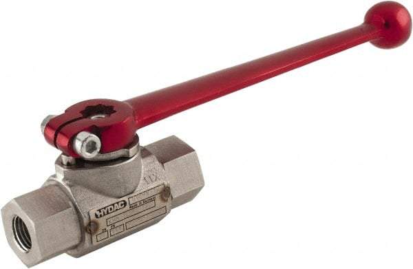 HYDAC - 1/4" Pipe, Stainless Steel Standard Ball Valve - 1 Piece, FNPT x FNPT Ends, Lever Handle, 7,250 WOG - Apex Tool & Supply