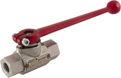 HYDAC - 1/4" Pipe, Stainless Steel Standard Ball Valve - 1 Piece, FNPT x FNPT Ends, Lever Handle, 7,250 WOG - Apex Tool & Supply