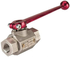 HYDAC - 3/8" Pipe, Stainless Steel Standard Ball Valve - 1 Piece, FNPT x FNPT Ends, Lever Handle, 7,250 WOG - Apex Tool & Supply