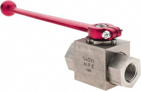 HYDAC - 1/2" Pipe, Stainless Steel Standard Ball Valve - 1 Piece, FNPT x FNPT Ends, Lever Handle, 5,800 WOG - Apex Tool & Supply