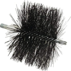 Schaefer Brush - 4-1/2" Brush Length, 6-1/2" Diam, Double Stem, Double Spiral Tube Brush - 7-1/2" Long, Tempered Steel Wire, 1/4" NPT Male Connection - Apex Tool & Supply