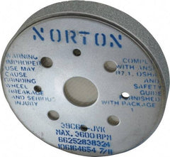 Norton - 6" Diam, 4" Hole Size, 1" Overall Thickness, 60 Grit, Type 2 Tool & Cutter Grinding Wheel - Medium Grade, Silicon Carbide, J Hardness, Vitrified Bond, 3,600 RPM - Apex Tool & Supply