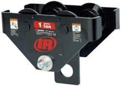 Ingersoll-Rand - 10 Ton Capacity Plain Adjustable Trolley - 7" to 13" Flange Width, 5.9" Wheel Diam, 10" to 24" I-Beam, 83" Min Radius - Apex Tool & Supply