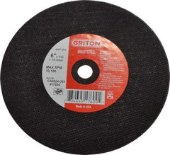 Made in USA - 6" 60 Grit Aluminum Oxide Cutoff Wheel - 1/32" Thick, 1/2" Arbor, 10,186 Max RPM, Use with Circular Saws - Apex Tool & Supply