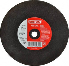 Made in USA - 6" 46 Grit Aluminum Oxide Cutoff Wheel - 1/16" Thick, 1/2" Arbor, 10,186 Max RPM, Use with Circular Saws - Apex Tool & Supply