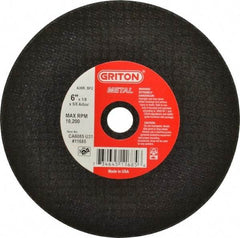 Made in USA - 6" 36 Grit Aluminum Oxide Cutoff Wheel - 1/8" Thick, 5/8" Arbor, 10,186 Max RPM, Use with Circular Saws - Apex Tool & Supply