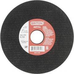 Value Collection - 7" 46 Grit Aluminum Oxide Cutoff Wheel - 1/16" Thick, 1-1/4" Arbor, 8,732 Max RPM, Use with Stationary Tools - Apex Tool & Supply