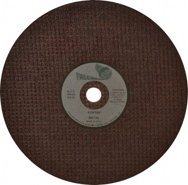 Made in USA - 8" 36 Grit Aluminum Oxide Cutoff Wheel - 1/8" Thick, 5/8" Arbor, 8,000 Max RPM, Use with Chop Saws - Apex Tool & Supply