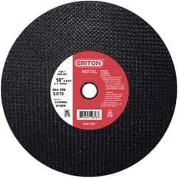 Value Collection - 18" 36 Grit Aluminum Oxide Cutoff Wheel - 5/32" Thick, 1" Arbor, 3,013 Max RPM, Use with Stationary Tools - Apex Tool & Supply