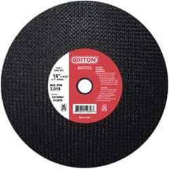 Value Collection - 18" 36 Grit Aluminum Oxide Cutoff Wheel - 5/32" Thick, 1" Arbor, 3,013 Max RPM, Use with Stationary Tools - Apex Tool & Supply
