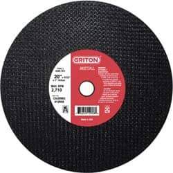 Made in USA - 20" 36 Grit Aluminum Oxide Cutoff Wheel - 5/32" Thick, 1" Arbor, 2,710 Max RPM, Use with Stationary Tools - Apex Tool & Supply