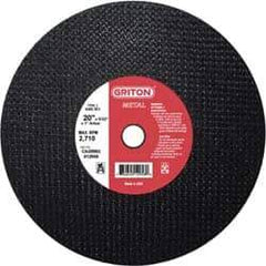Made in USA - 20" 36 Grit Aluminum Oxide Cutoff Wheel - 5/32" Thick, 1" Arbor, 2,710 Max RPM, Use with Stationary Tools - Apex Tool & Supply