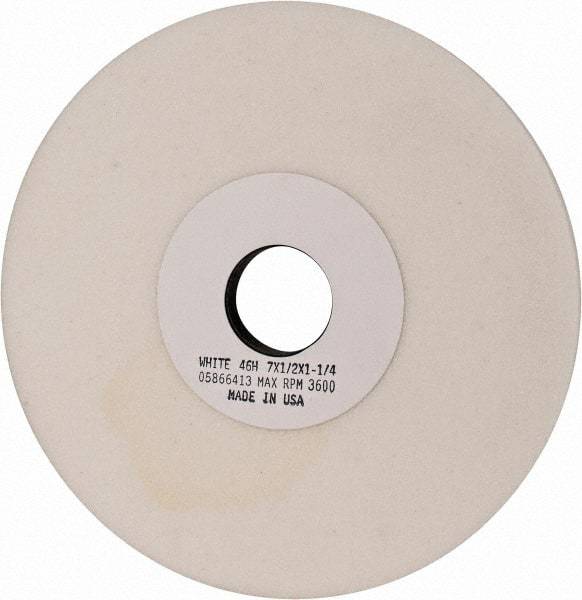 Grier Abrasives - 7" Diam x 1-1/4" Hole x 1/2" Thick, H Hardness, 46 Grit Surface Grinding Wheel - Aluminum Oxide, Type 1, Coarse Grade, 3,600 Max RPM, Vitrified Bond, No Recess - Apex Tool & Supply
