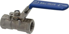 Value Collection - 1/4" Pipe, Standard Port, Stainless Steel Standard Ball Valve - 1 Piece, Inline - One Way Flow, FNPT x FNPT Ends, Lever Handle, 400 WOG - Apex Tool & Supply