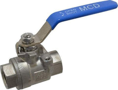 Midwest Control - 1/2" Pipe, Stainless Steel Standard Ball Valve - 2 Piece, Inline - One Way Flow, FNPT x FNPT Ends, Lever Handle, 1,000 WOG, 150 WSP - Apex Tool & Supply