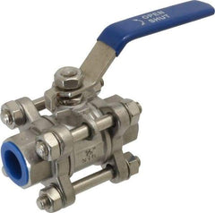 Midwest Control - 1/2" Pipe, Full Port, Stainless Steel Standard Ball Valve - 3 Piece, Inline - One Way Flow, FNPT x FNPT Ends, Lever Handle - Apex Tool & Supply