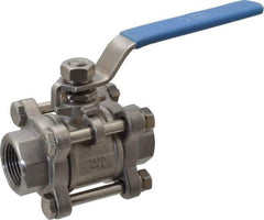 Midwest Control - 3/4" Pipe, Full Port, Stainless Steel Standard Ball Valve - 3 Piece, Inline - One Way Flow, FNPT x FNPT Ends, Lever Handle - Apex Tool & Supply