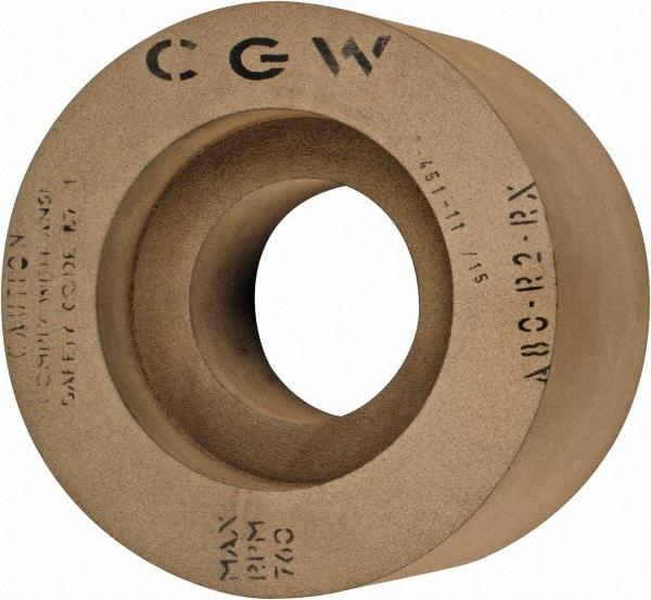 Camel Grinding Wheels - 6" Wide x 12" Diam, Type 7 Feed Regulating Wheel - 5" Hole Size, 80 Grit, Hardness R, 7-1/2" Diam x 1-1/2" Deep Recess, 7-1/2" Diam x 1-1/2" Deep Opposite Side Recess - Apex Tool & Supply