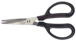 Clauss - 2" LOC, 7" OAL Stainless Steel Blunt Point Shears - Ambidextrous, Serrated, Straight Handle, For General Purpose Use - Apex Tool & Supply