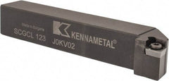 Kennametal - SCGC, Left Hand Cut, 0° Lead Angle, 3/4" Shank Height x 3/4" Shank Width, Neutral Rake Indexable Turning Toolholder - 4-1/2" OAL, CP..32.5. Insert Compatibility, Series Screw-On - Apex Tool & Supply