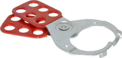 American Lock - Single Jaw, 1-1/2" Jaw Diam, 6 PadLocks, Steel Lockout Hasp - Scissor Action, 5" Long, Red - Apex Tool & Supply