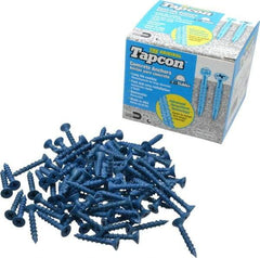 Made in USA - 3/16" Diam, 1-1/4" OAL, Phillips Drive, Concrete Screw & Masonry Fastener - Steel, Blue Climaseal Finish, Includes Drill Bit - Apex Tool & Supply