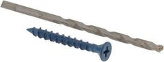 Made in USA - 3/16" Diam, 1-3/4" OAL, Phillips Drive, Concrete Screw & Masonry Fastener - Steel, Blue Climaseal Finish, Includes Drill Bit - Apex Tool & Supply