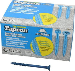Made in USA - 1/4" Diam, 3-1/4" OAL, Phillips Drive, Concrete Screw & Masonry Fastener - Steel, Blue Climaseal Finish, Includes Drill Bit - Apex Tool & Supply
