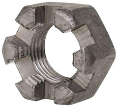 Value Collection - 1/2-20 UNF Grade 2 Steel Slotted Locknut - 3/4" Width Across Flats, 7/16" High, Uncoated - Apex Tool & Supply