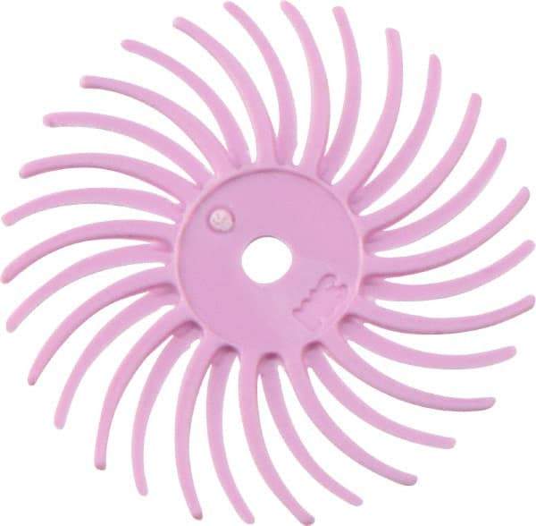 3M - 3/4" Diam, 1/16" Max Face Width, Shank Radial Bristle Brush - 400 Grit, Super Fine Grade, 35,000 Max RPM, Pink - Apex Tool & Supply