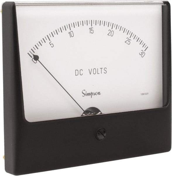 Simpson Electric - Analog, DC Voltmeter, Panel Meter - 60 Hz, 1000 Ohms at 60 Hz, 30 VDC - Apex Tool & Supply