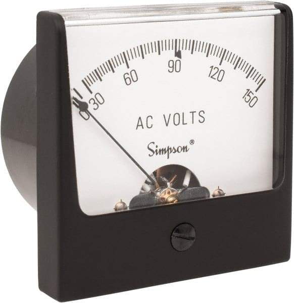 Simpson Electric - Analog, AC Voltmeter, Panel Meter - 60 Hz, 25000 Ohms at 60 Hz, 150 VAC - Apex Tool & Supply