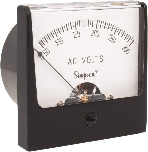 Simpson Electric - Analog, AC Voltmeter, Panel Meter - 60 Hz, 50000 Ohms at 60 Hz, 300 VAC - Apex Tool & Supply