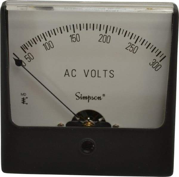 Simpson Electric - Analog, AC Voltmeter, Panel Meter - 60 Hz, 50000 Ohms at 60 Hz, 300 VAC - Apex Tool & Supply