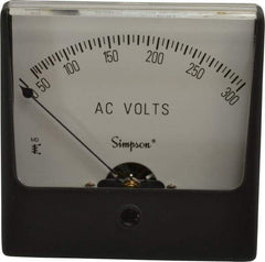 Simpson Electric - Analog, AC Voltmeter, Panel Meter - 60 Hz, 50000 Ohms at 60 Hz, 300 VAC - Apex Tool & Supply